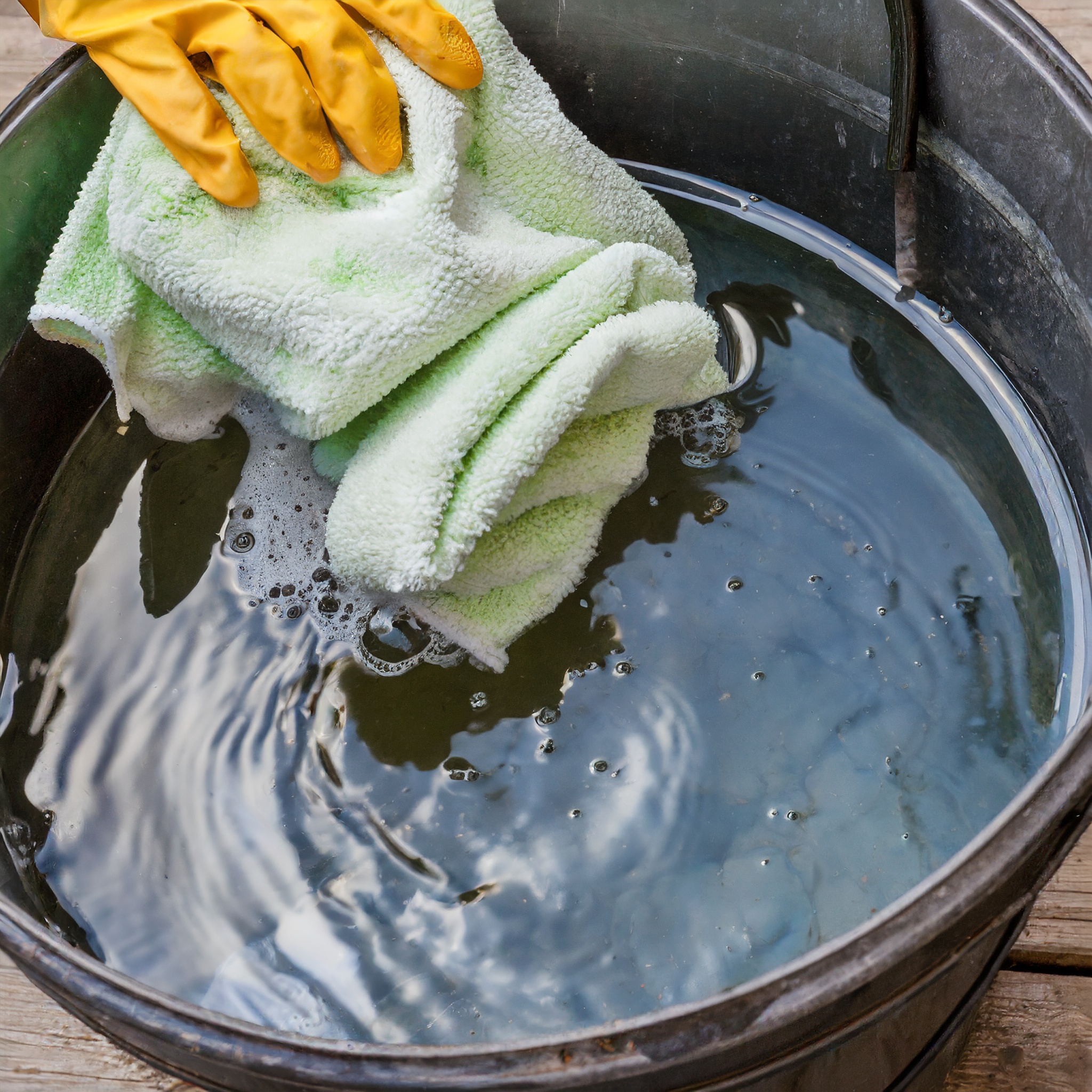 Firefly Cleaning rag in water on a bucket 37991