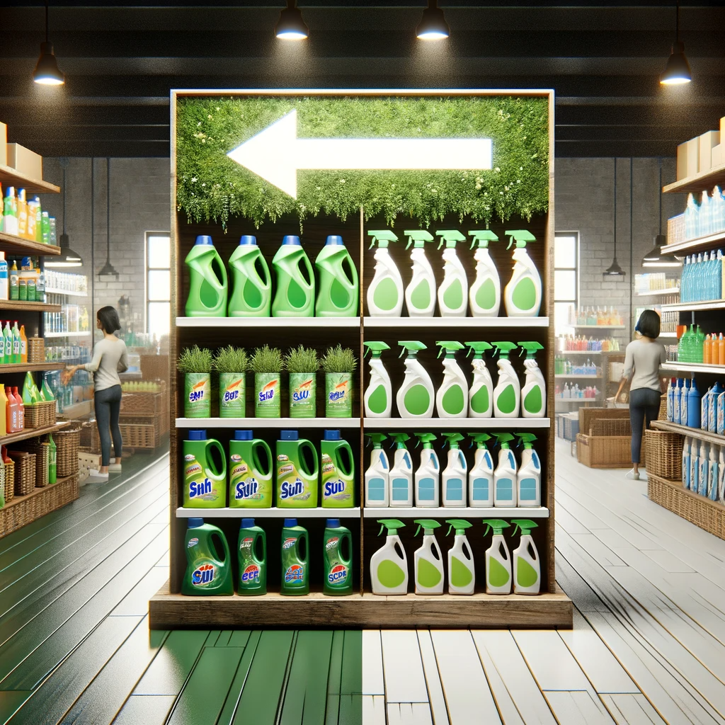 DALL·E 2023-12-01 15.45.12 – Create a hyper-realistic image representing the switch to eco-friendly cleaning supplies, without any text or words. The image should include a visual