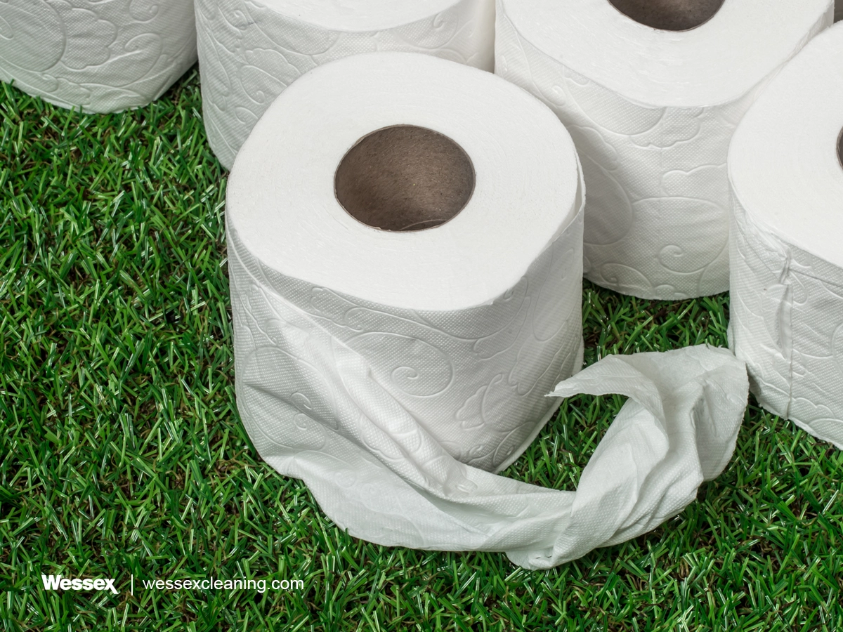 Recycled sheet toilet rolls - eco-friendly, sustainable alternative for reducing waste in cleaning routines.