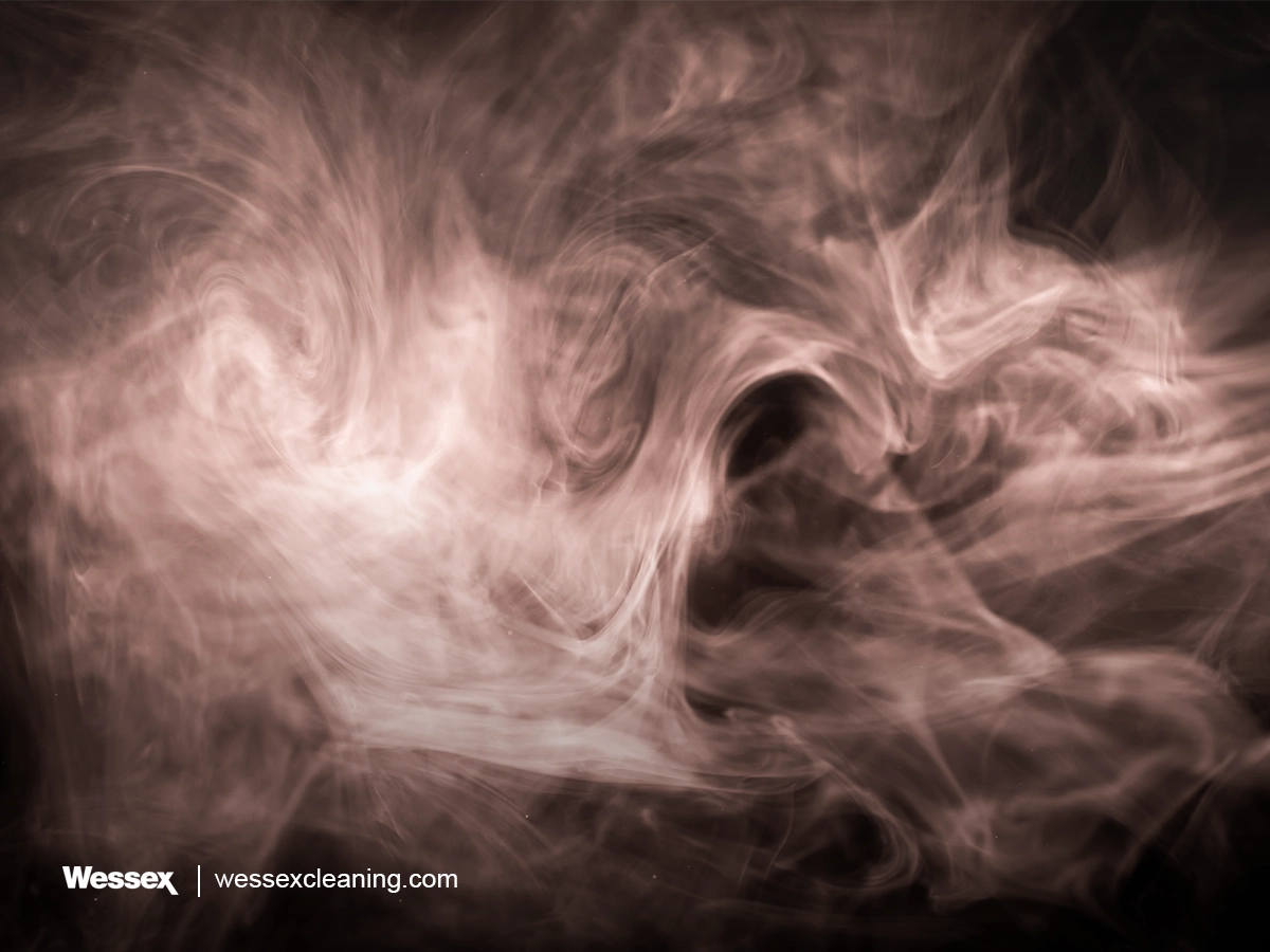 Fog haze on dark background resembling atmospheric smoke cloud