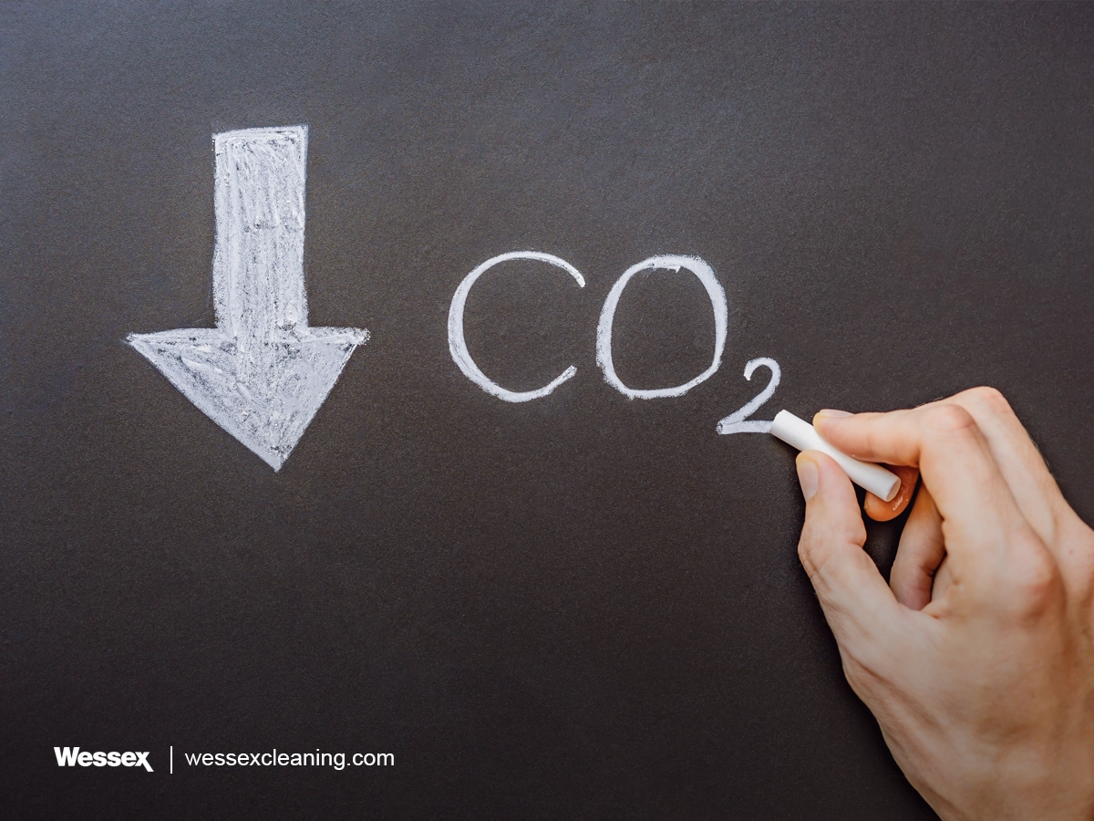Graph showing a decline in carbon dioxide levels over time