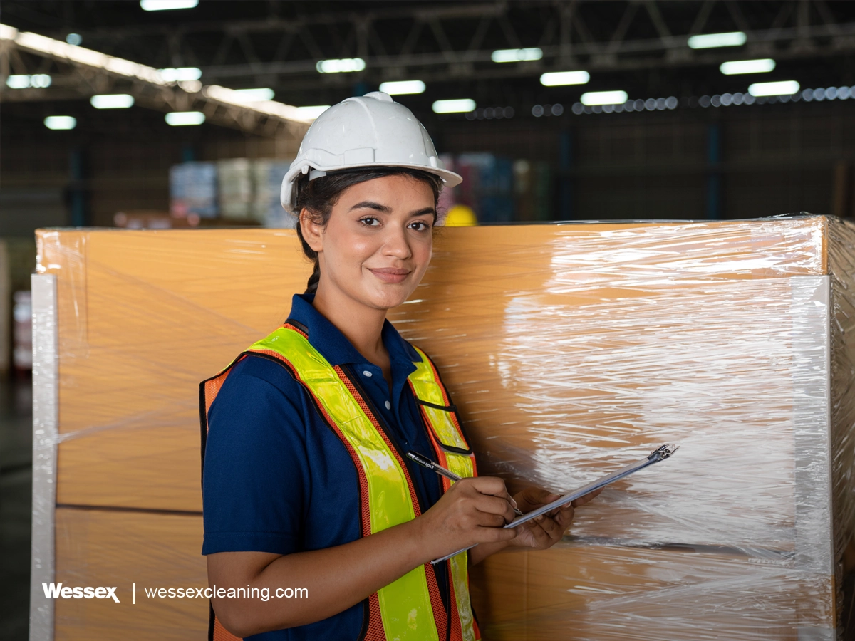 Happy Warehouse Worker Managing Orders