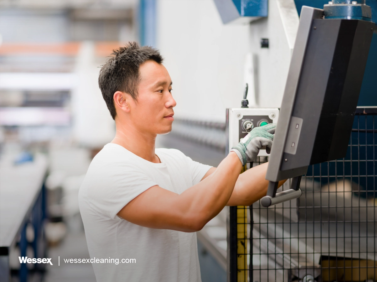 Asian worker on factory floor